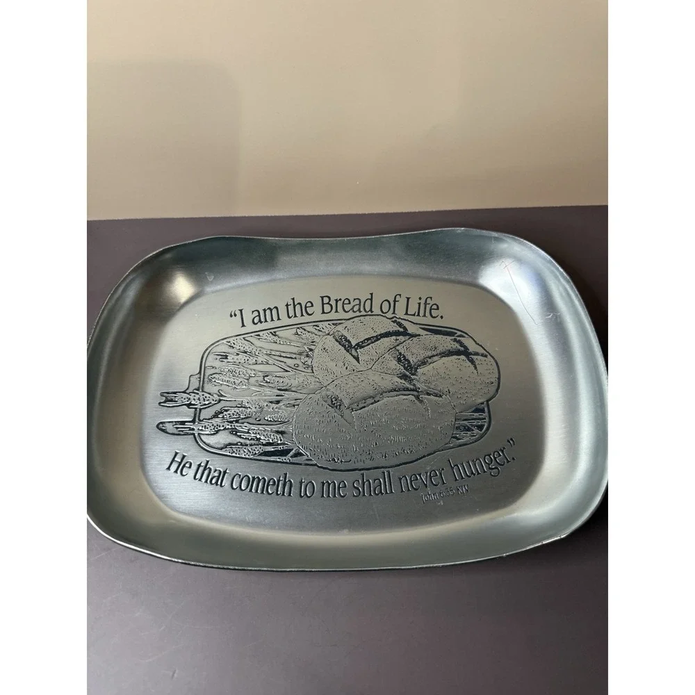2003 Son Corp I Am The Bread Of Life John 6:35 Aluminum Metal Bread Tray Platter